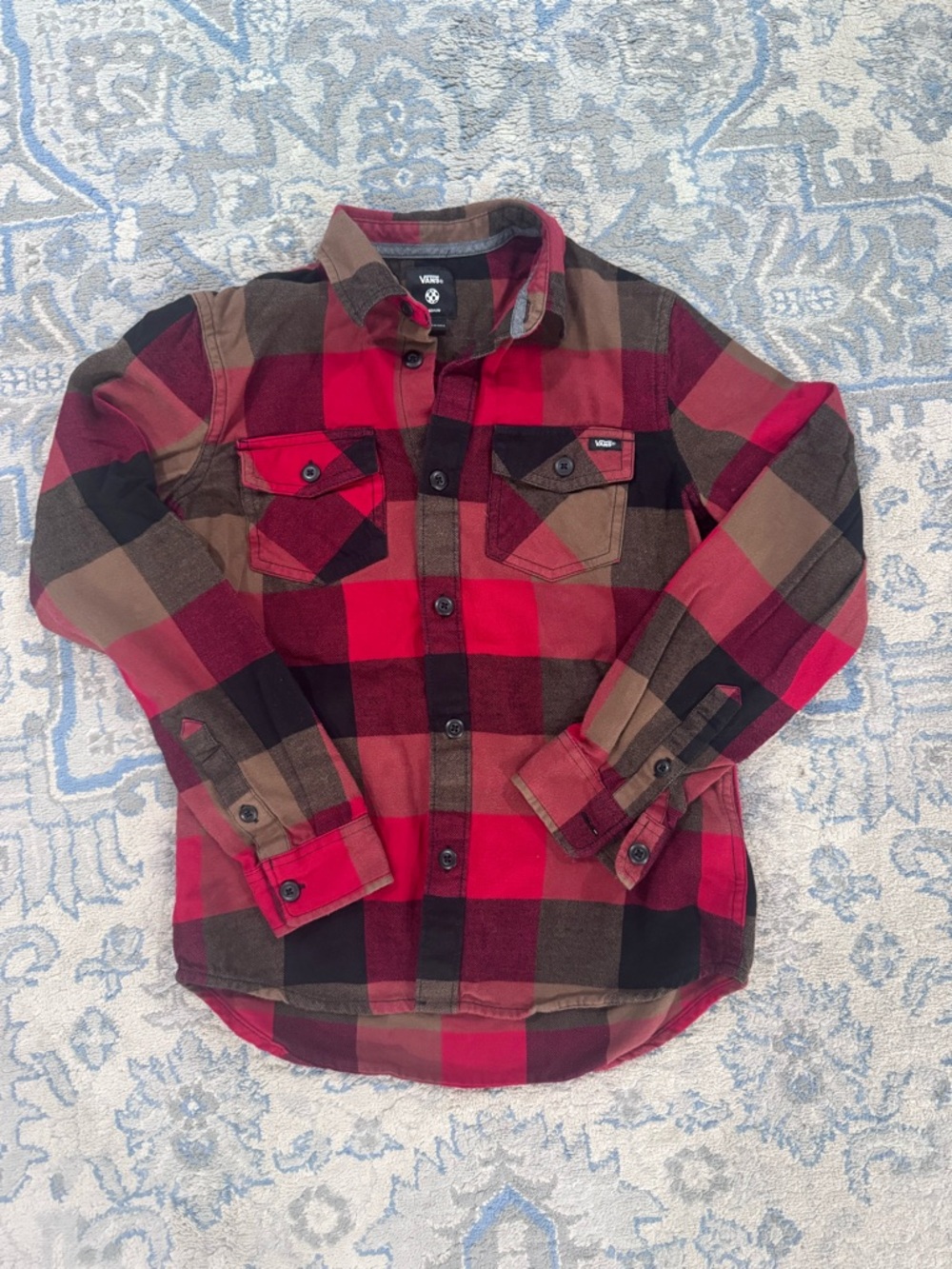 Vans Red, Black & Brown Plaid Button-Up Shirt